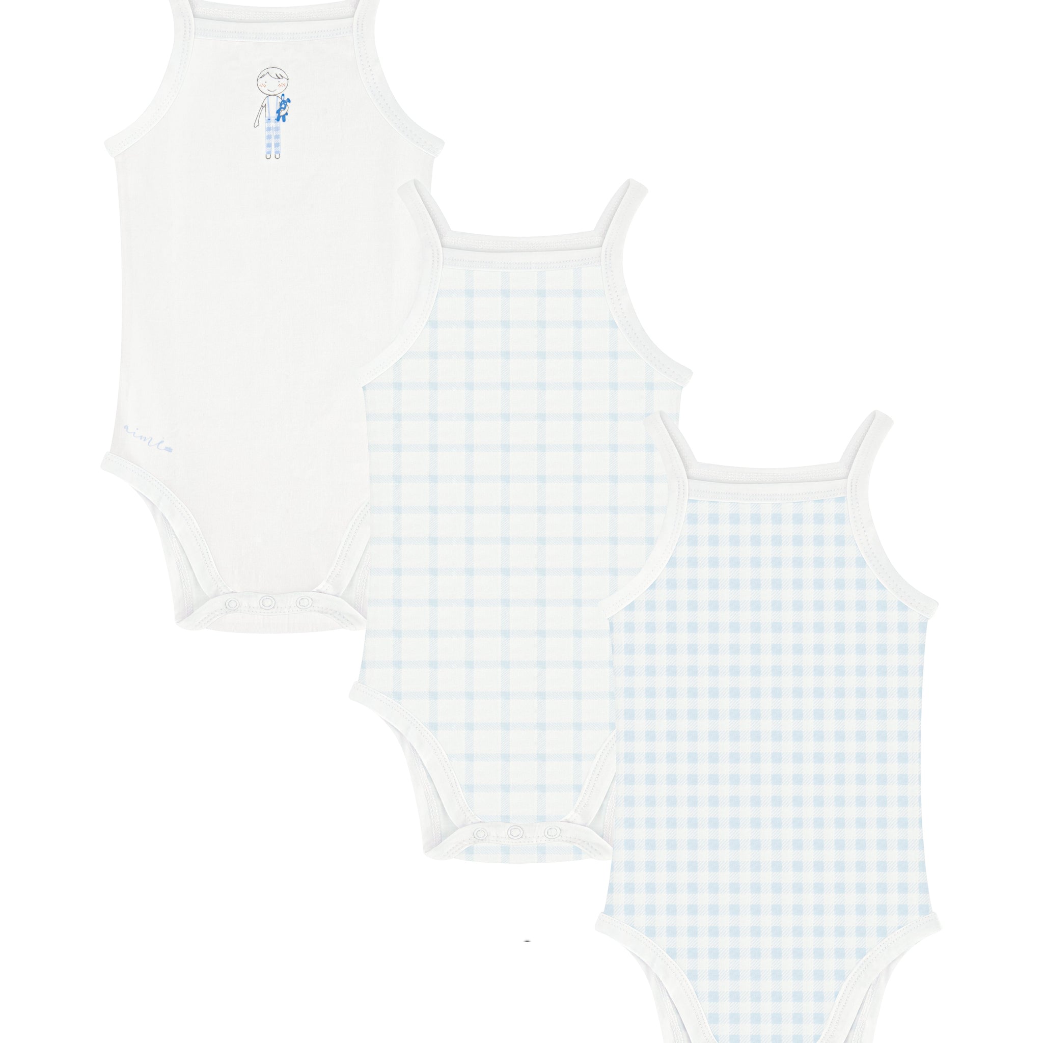 Boys Gingham Sleeveless Undershirts Wholesale Case Pack of 6